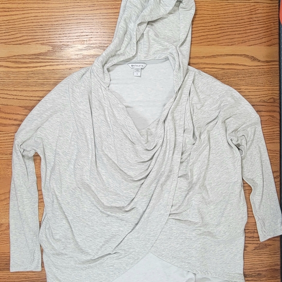 Athleta Tops - Athleta Purana Wrap Sweatshirt Womens Large Gray Pullover Hoodie Sweater YOGA
